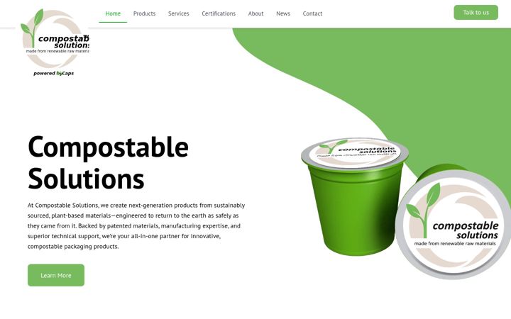 Screenshot of compostable-solutions.com