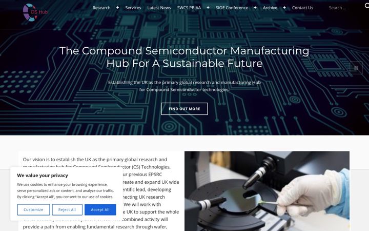 Screenshot of compoundsemiconductorhub.org