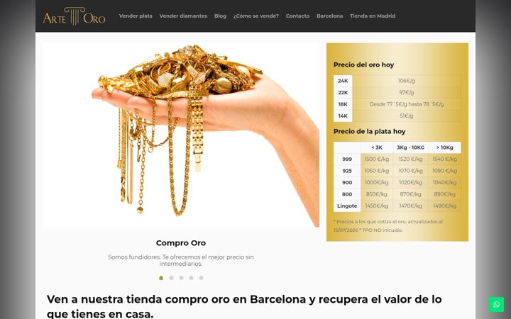 Ekrānuzņēmums no compra-oro.net