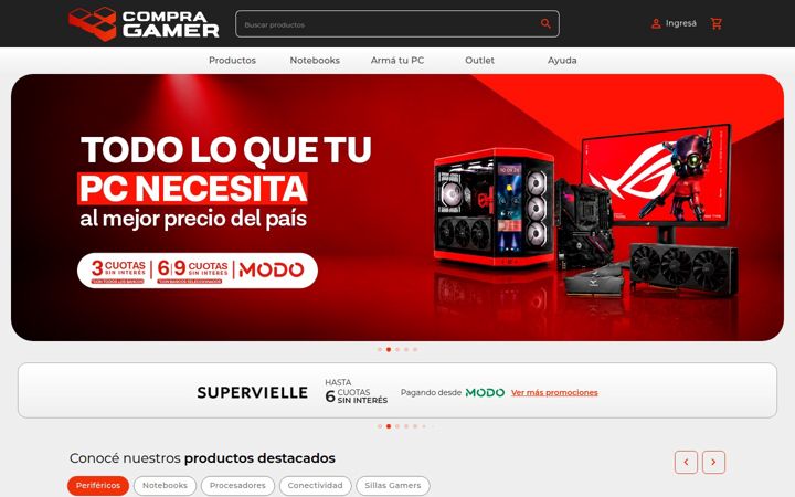 Screenshot of compragamer.com