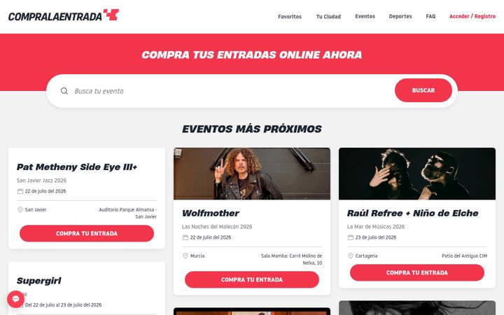 Screenshot of compralaentrada.com