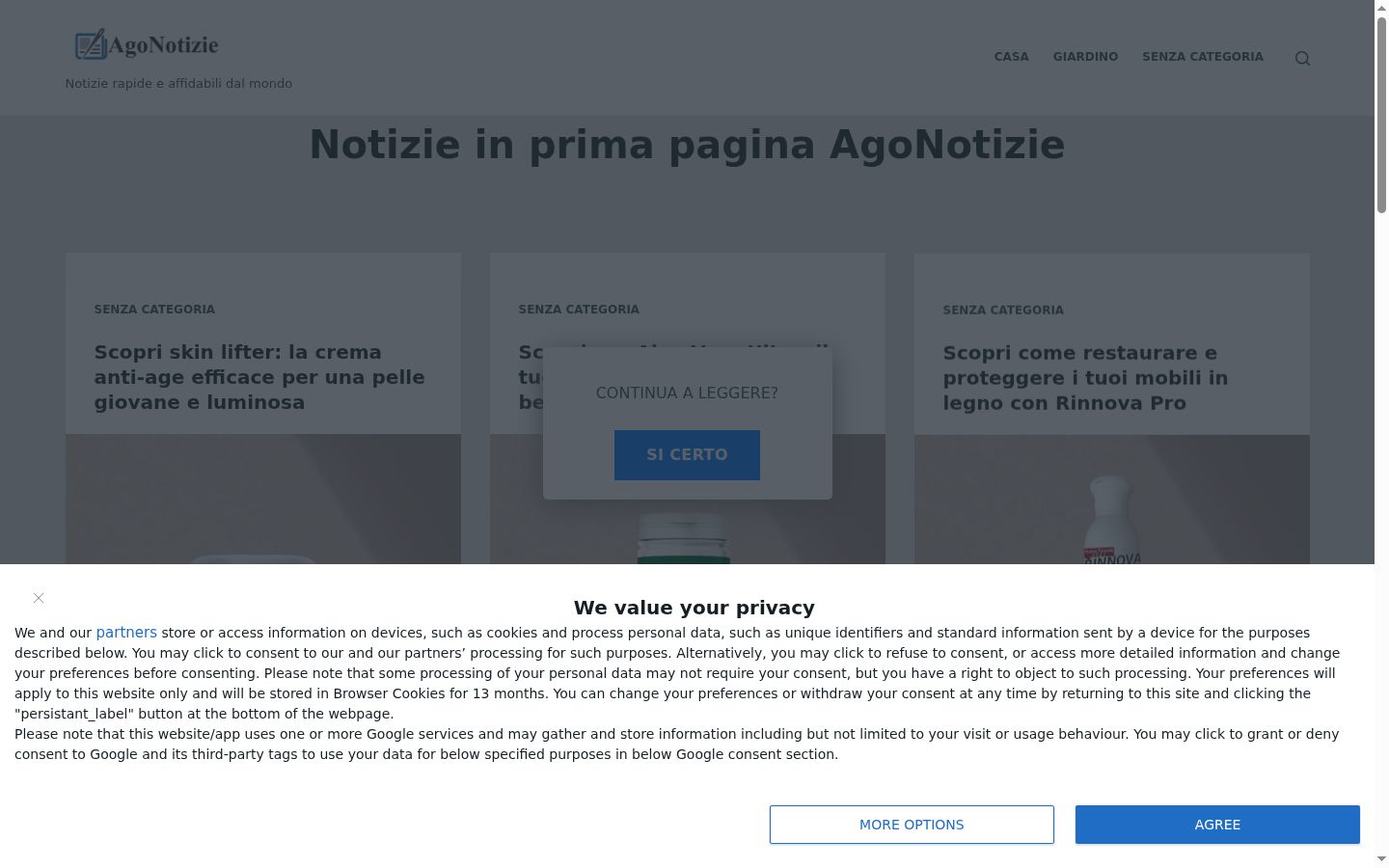 Zrzut ekranu banera zgody wyświetlanego przed jakąkolwiek interakcją