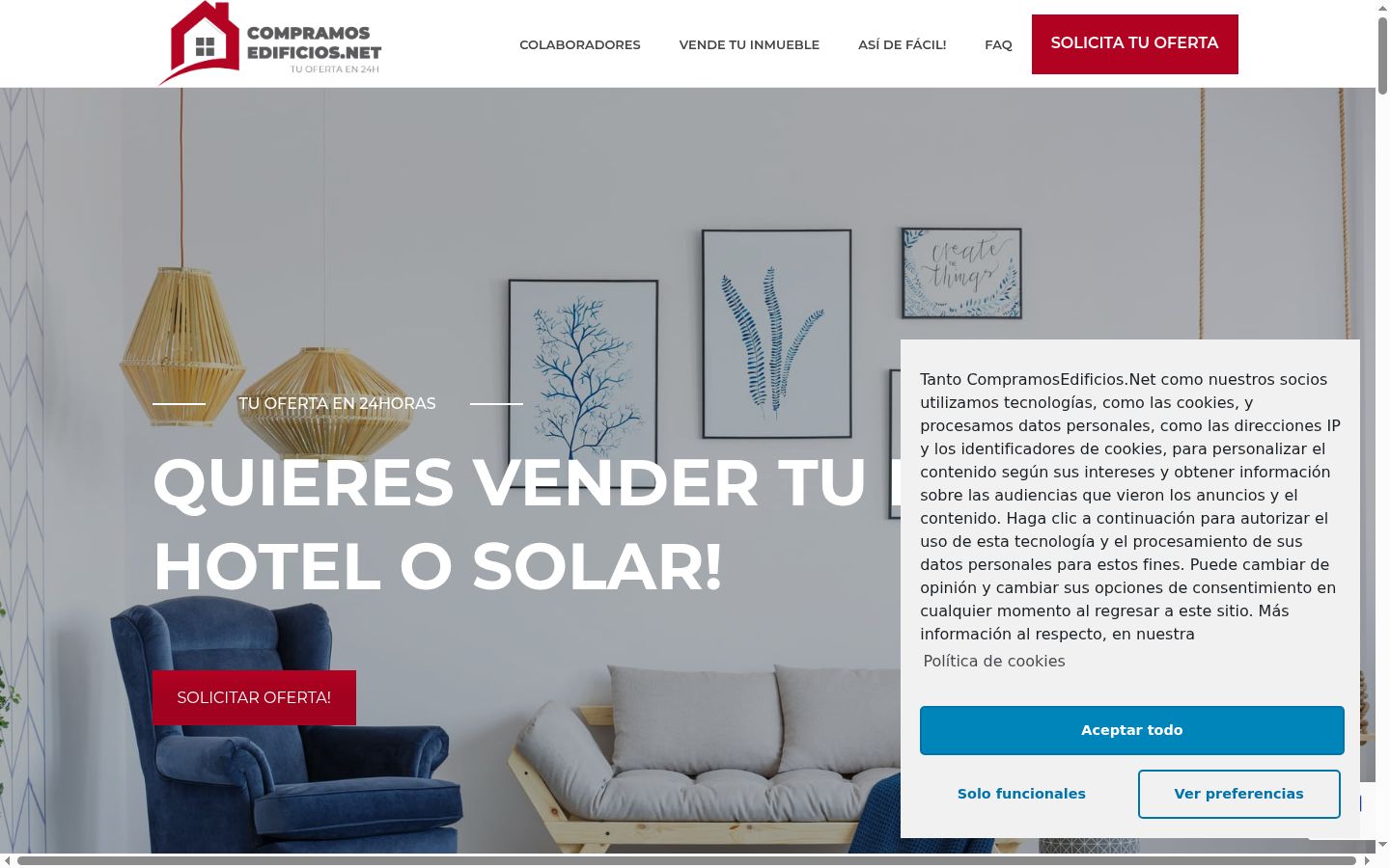 Screenshot del banner di consenso mostrato prima di qualsiasi interazione
