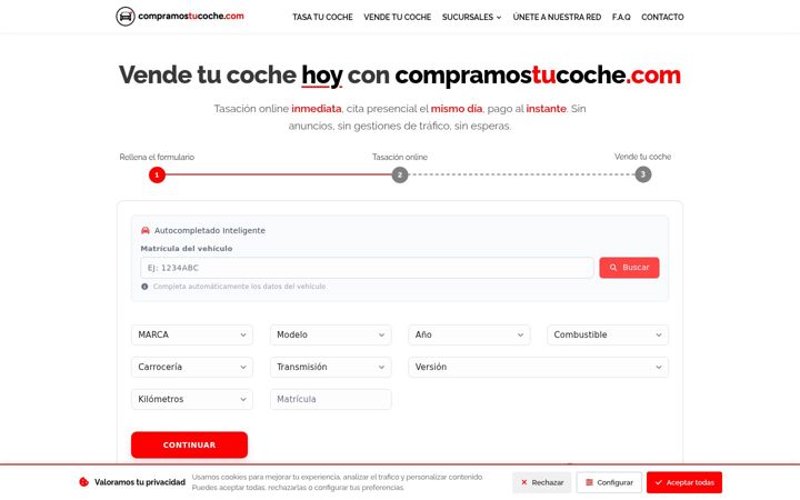 Screenshot of compramostucoche.com