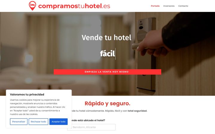 Screenshot van compramostuhotel.es