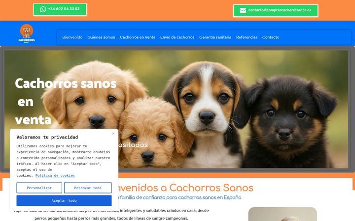 Screenshot of comprarcachorrosanos.es