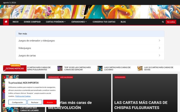 Screenshot of comprarcartaspokemon.com