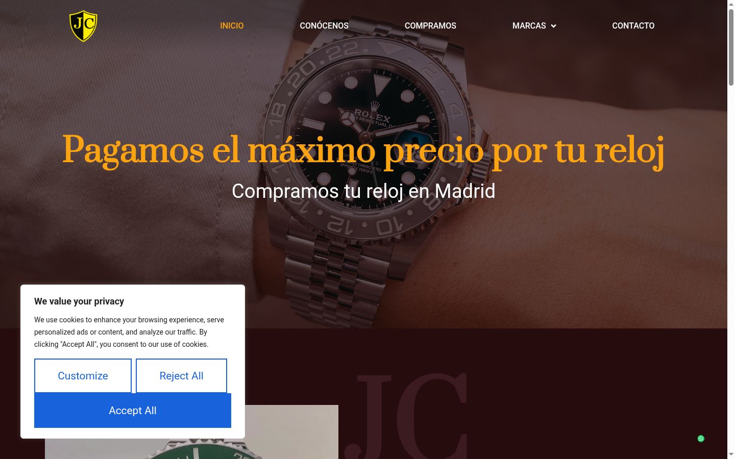 Screenshot del banner di consenso mostrato prima di qualsiasi interazione