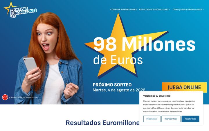 Screenshot of comprareuromillones.es