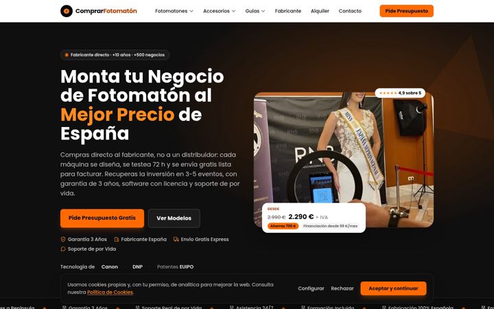 Screenshot of comprarfotomaton.com