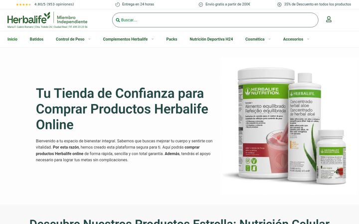 Screenshot stránky comprarherbal.es
