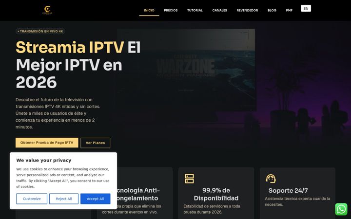 Screenshot stránky comprariptv.es