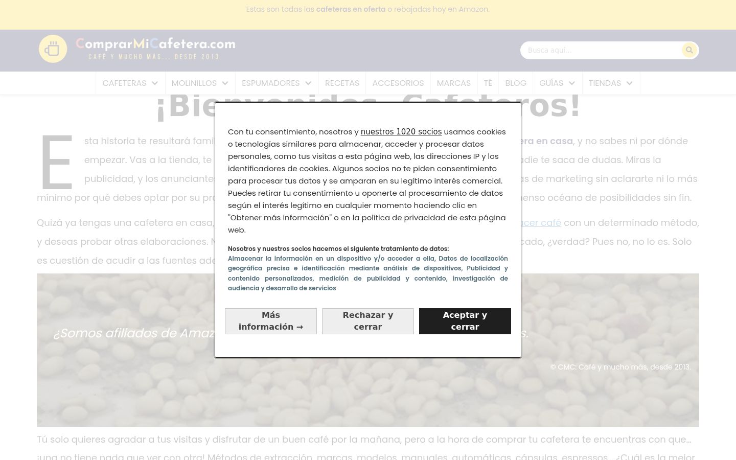 Screenshot des Einwilligungsbanners vor jeglicher Interaktion