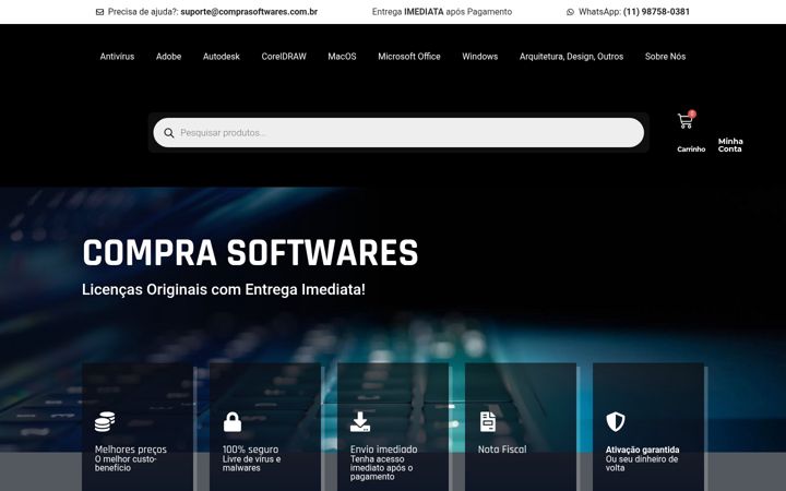 Ekrano kopija comprasoftwares.com.br