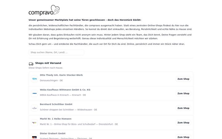 Screenshot of compravo.de