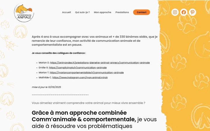 Screenshot of comprehension-animale.fr