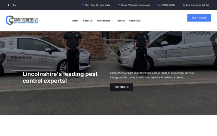 Skjermbilde av comprehensivepestcontrol.co.uk