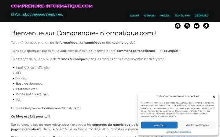 Screenshot of comprendre-informatique.com