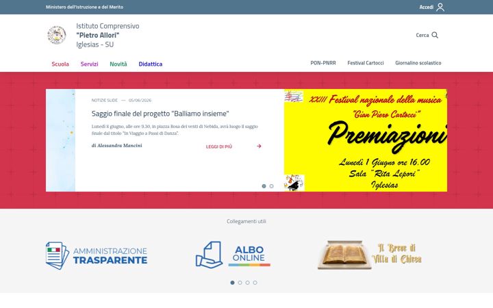 Captura de pantalla de comprensivoallori.edu.it