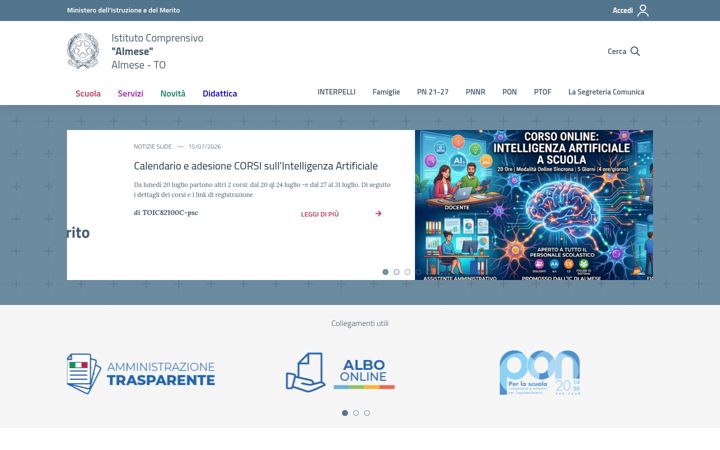 Ekrānuzņēmums no comprensivoalmese.edu.it