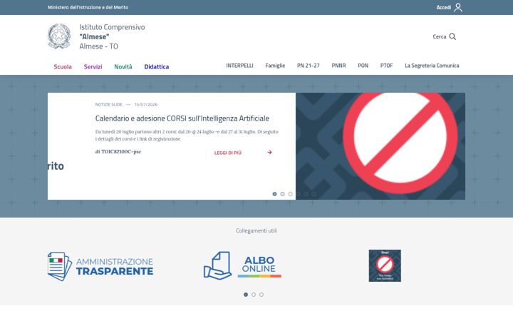Ekrānuzņēmums no comprensivoalmese.it
