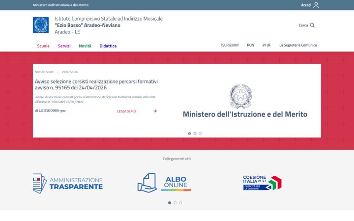 Captura de pantalla de comprensivoaradeo.edu.it