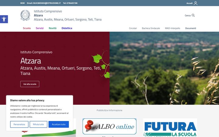 Ekrānuzņēmums no comprensivoatzara.edu.it