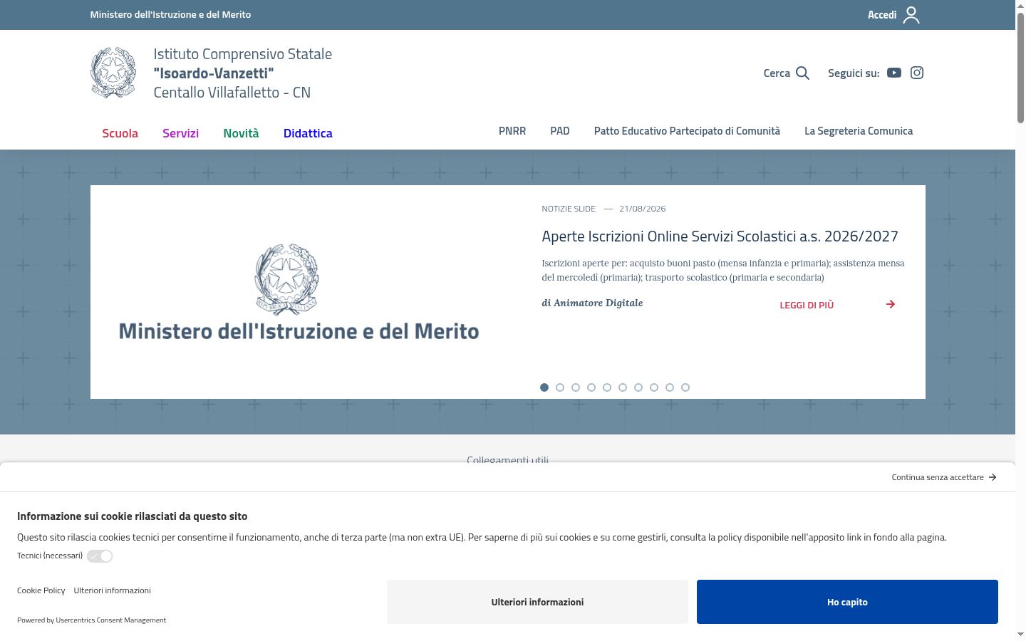 Screenshot des Einwilligungsbanners vor jeglicher Interaktion