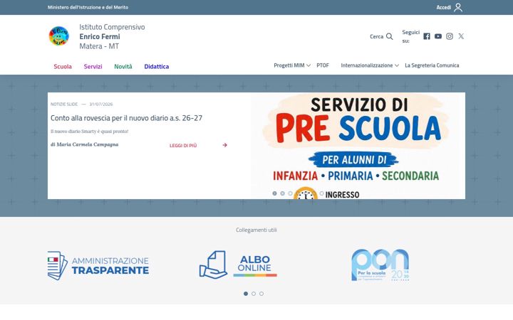 Screenshot of comprensivofermimatera.edu.it