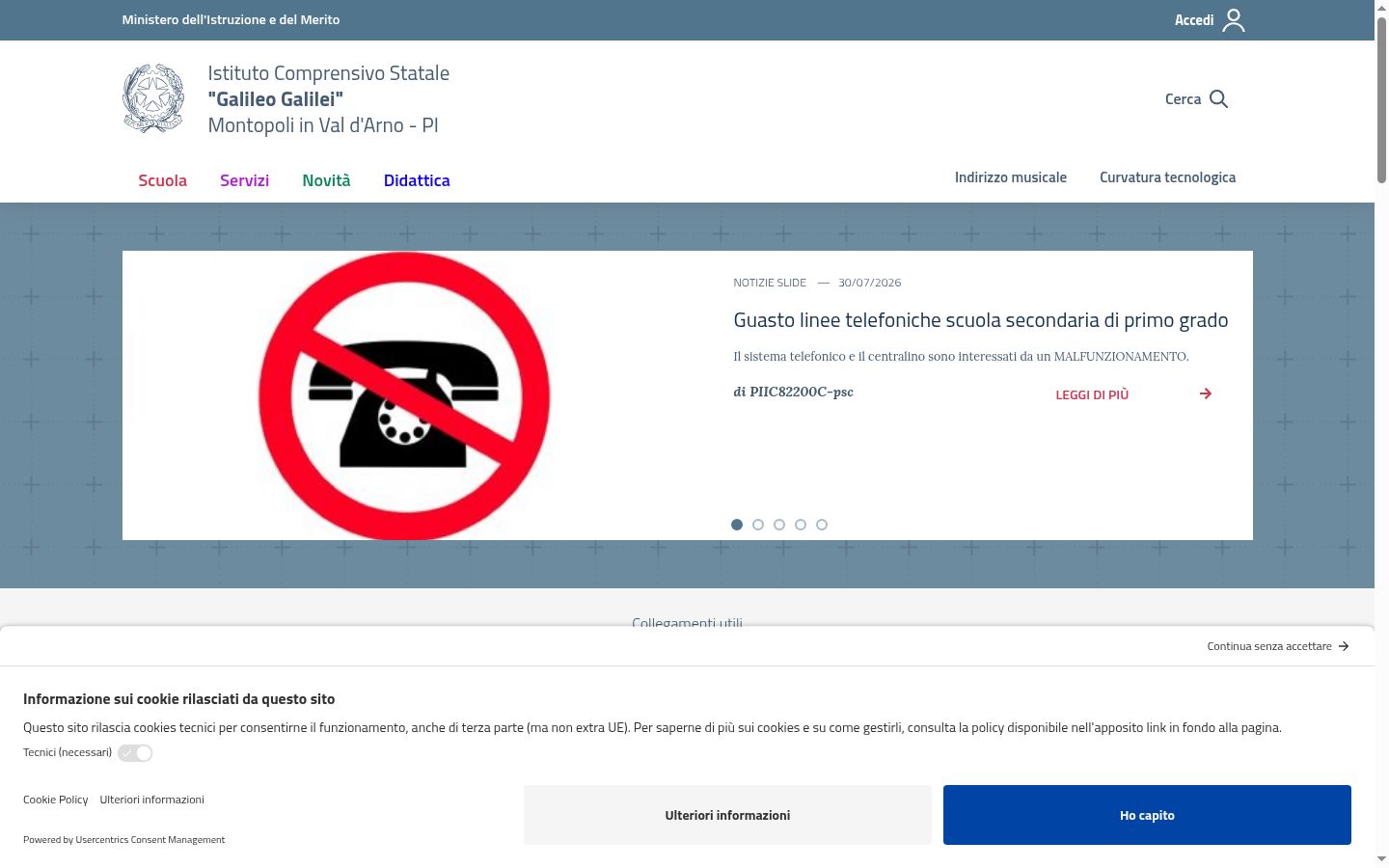 Ekrānuzņēmums ar piekrišanas baneri, kas tika rādīts pirms jebkādas mijiedarbības