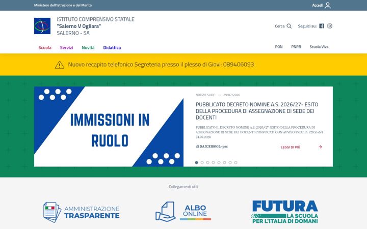 Screenshot of comprensivogliara.it