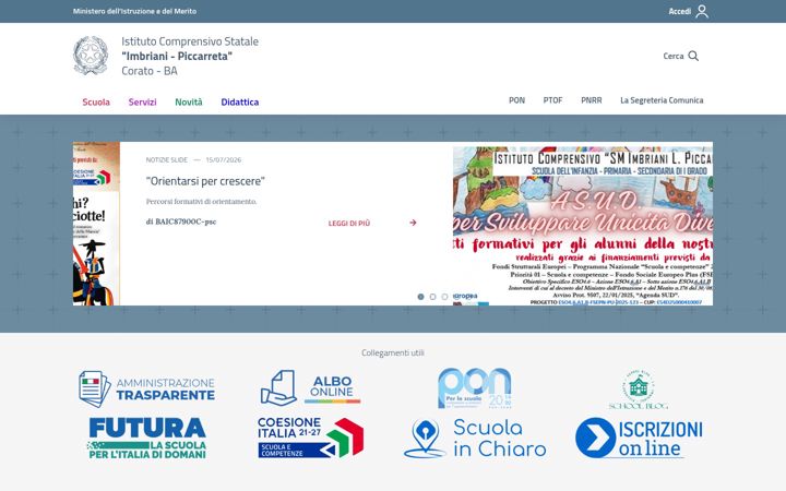 Captura de pantalla de comprensivoimbrianipiccarreta.it
