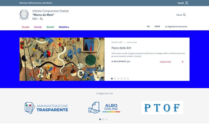 Screenshot van comprensivomel.edu.it