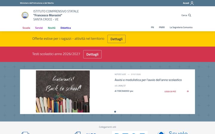 Screenshot of comprensivomorosini.it