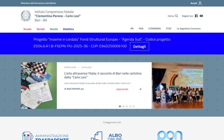 Екранна снимка на comprensivoperonelevi.edu.it
