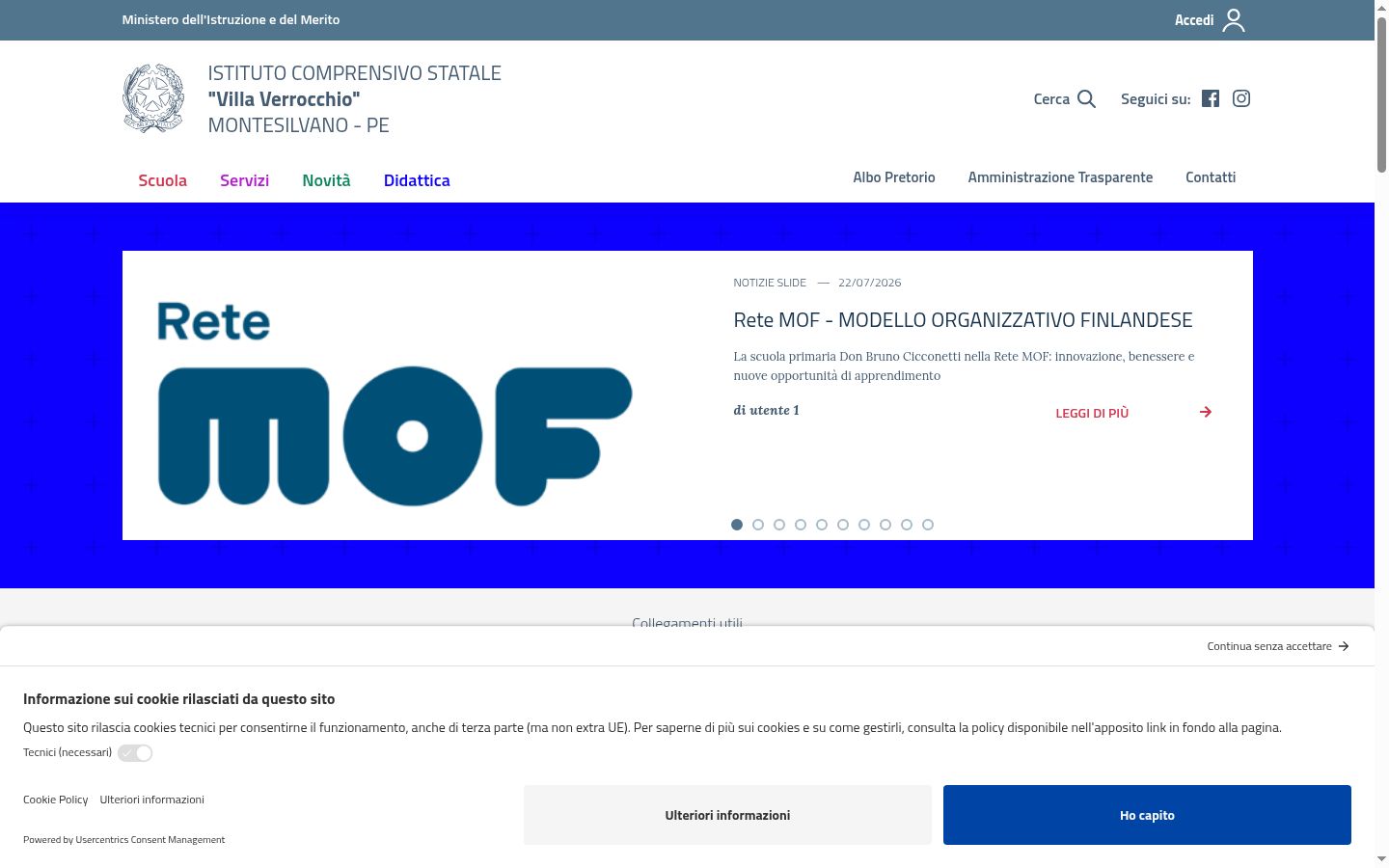 Captura de ecrã do banner de consentimento apresentado antes de qualquer interação