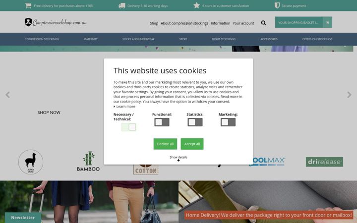 Snimka zaslona za compressionsockshop.com.au