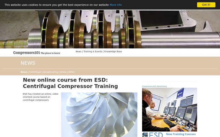 Screenshot of compressors101.com