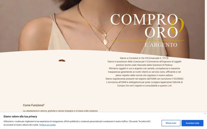 Екранна снимка на compro-oro-conselve.it