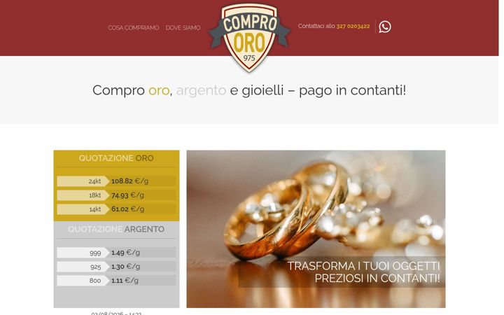 Екранна снимка на compro-oro-mantova.it