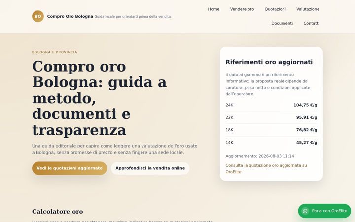 Screenshot of comproorobologna.net
