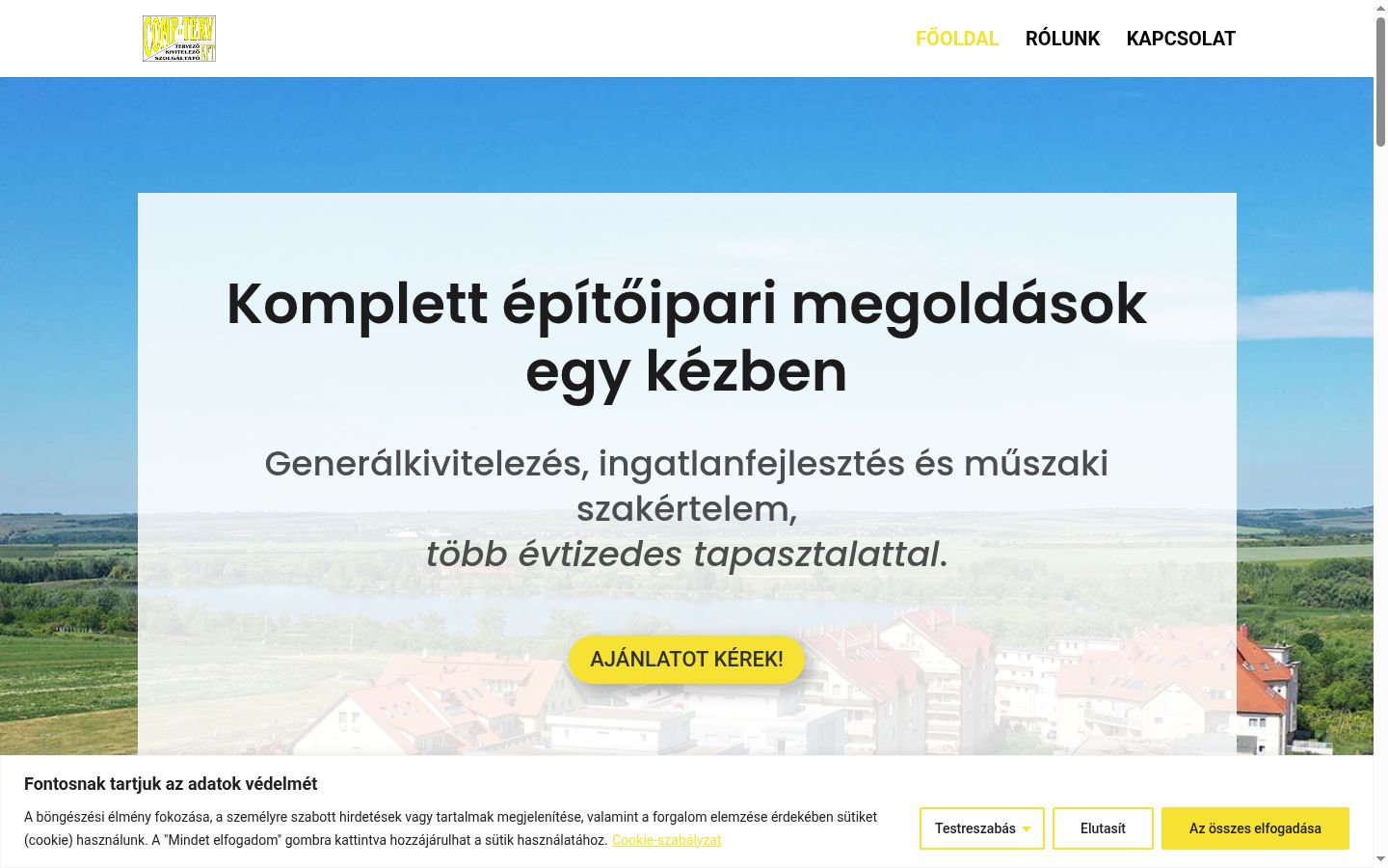 Képernyőkép a bármilyen interakció előtt megjelenő hozzájárulási bannerről
