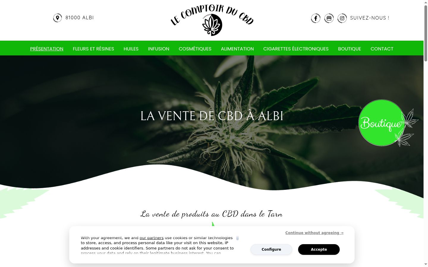 Screenshot del banner di consenso mostrato prima di qualsiasi interazione