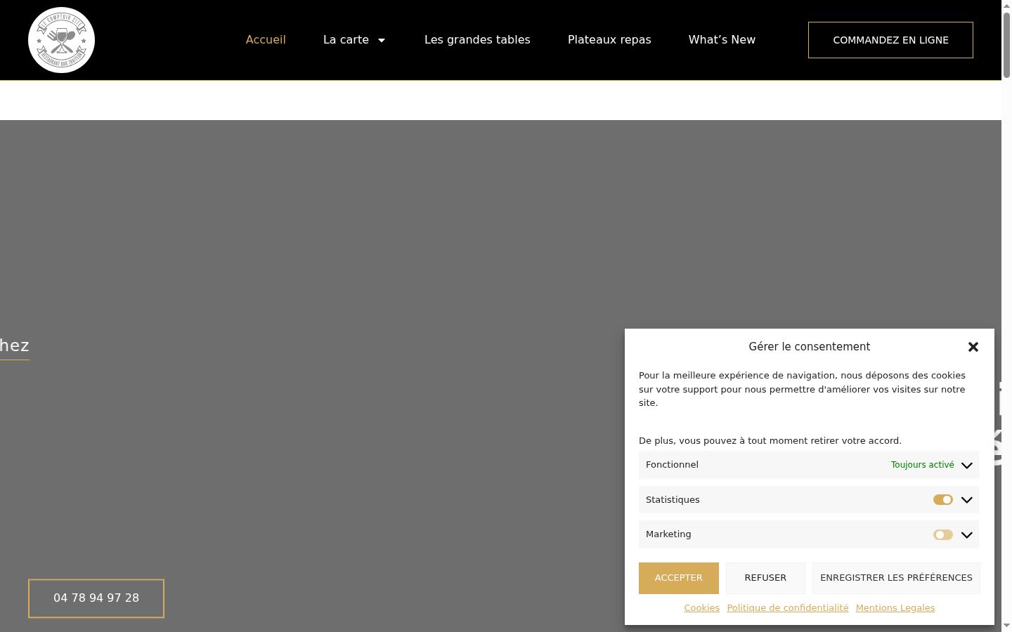 Screenshot del banner di consenso mostrato prima di qualsiasi interazione