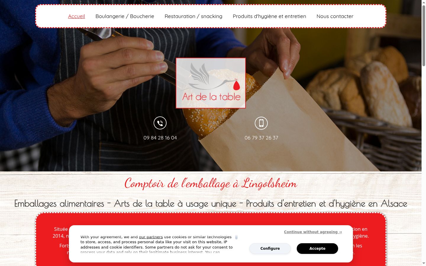 Screenshot del banner di consenso mostrato prima di qualsiasi interazione