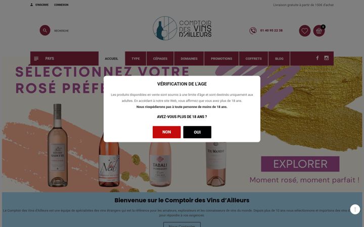 Screenshot of comptoirdesvinsdailleurs.fr