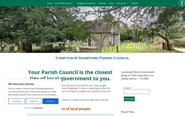 Screenshot of comptonshawford-pc.gov.uk