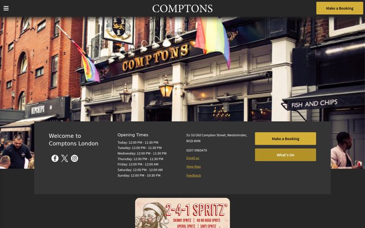 Ekrānuzņēmums no comptonsofsoho.co.uk
