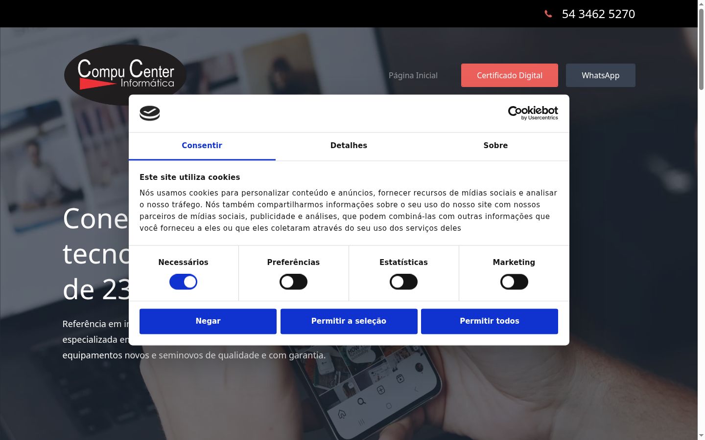 Capture d'écran de la bannière de consentement affichée avant toute interaction
