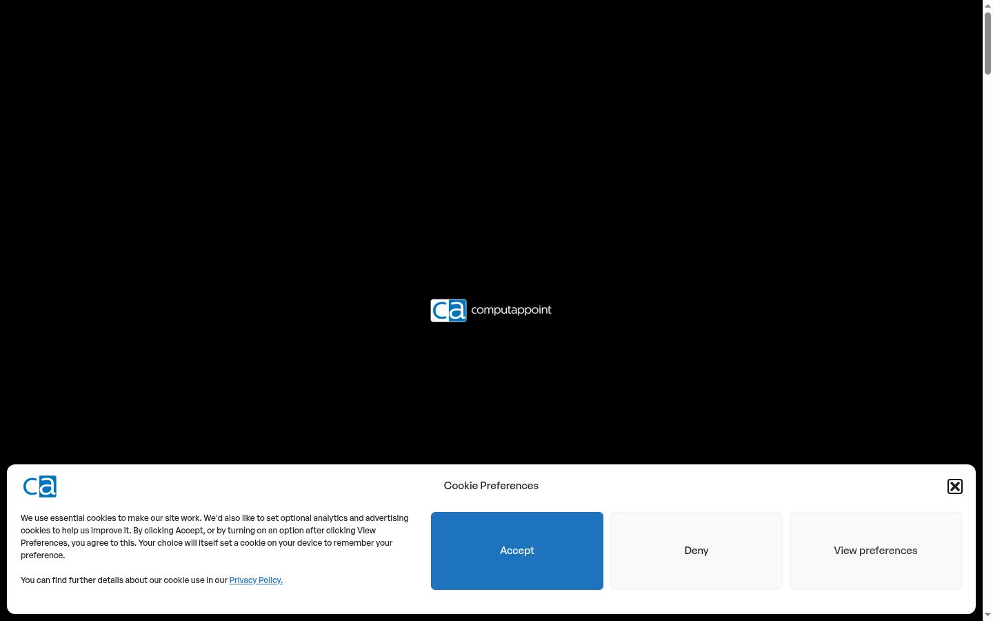 Screenshot του banner συγκατάθεσης που εμφανίστηκε πριν από οποιαδήποτε αλληλεπίδραση